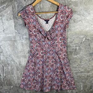 Aeropostale Pink  paisley patterned mini dress with a bow detail woman S boho